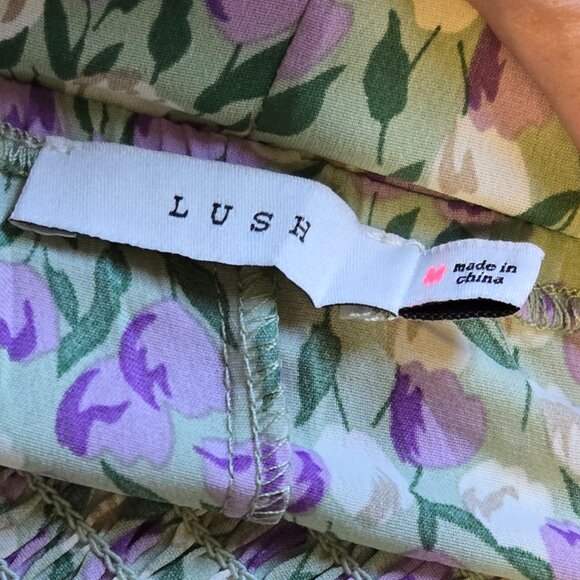 Floral Tulip Smocked Puff Sleeve Prairie Midi Dress Cottagecore - Picture 5 of 9